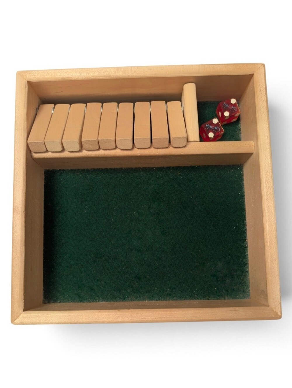 VINTAGE Wooden Dice Box Game Retro Family Fun